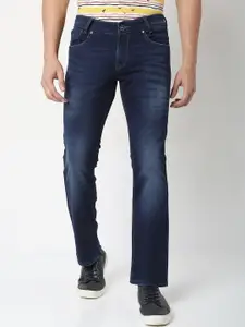 Mufti Men Blue Bootcut Low Distress Light Fade Stretchable Jeans
