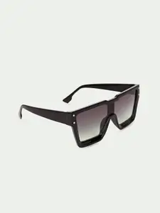 FUZOKU Men Grey Lens & Black Square Sunglasses with UV Protected Lens