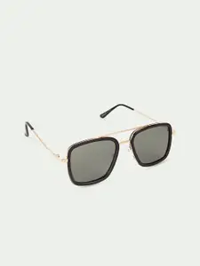 FUZOKU Men Grey Lens & Black Square Sunglasses with UV Protected Lens FZKSS2022119