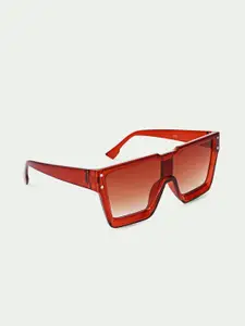 FUZOKU Men Brown Lens & Red Square Sunglasses with UV Protected Lens FZKSS2022079