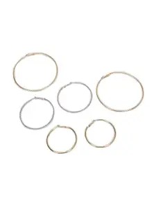 FOREVER 21 Set Of 3 Gold-Toned Contemporary Hoop Earrings