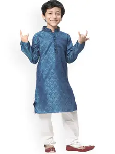 Manyavar Boys Self Design Kurta With Pyjamas