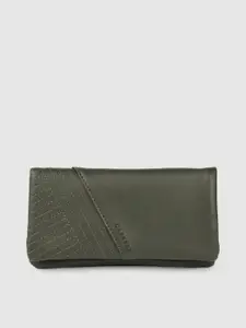 Caprese Women Olive Green Embroidered Two Fold Wallet