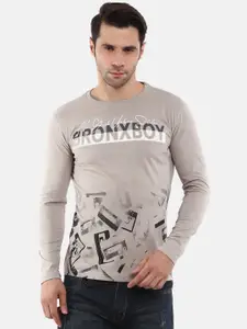 V-Mart Men Grey Printed Slim Fit T-shirt