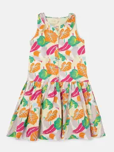 Angel & Rocket Girls Multicoloured Floral Cotton Drop-Waist Dress