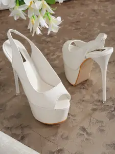 Flat n Heels White Solid Stiletto Peep Toes
