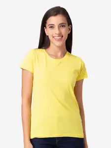 Vami Women Yellow Solid T-shirt