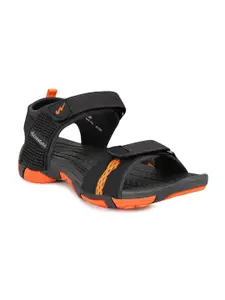 Campus Men Black & Orange Solid Sports Sandals