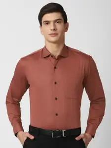 Peter England Elite Men Red Solid Formal Shirt