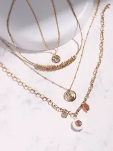 DEEBACO Gold-Toned Rose Gold-Plated Layered Necklace