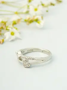 Ferosh Silver-Plated Stone Studded Adjustable Finger Ring