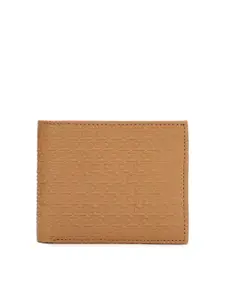 Peter England Men Brown Textured Leather Two Fold Wallet