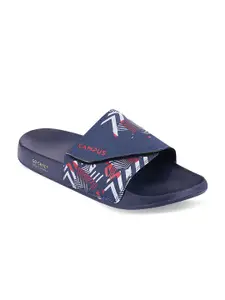 Campus Men Navy Blue & White Printed Casual Sliders