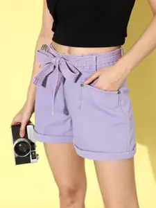 Roadster Women Solid Belted Shorts