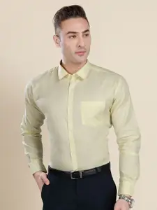 RG DESIGNERS Men Yellow Solid Slim Fit Formal Shirt