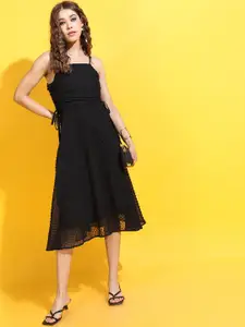 Tokyo Talkies Women Black Self-Design Dress