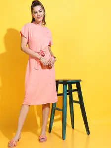 Tokyo Talkies Women Beautiful Peach Solid Dress
