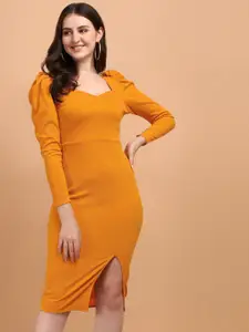 SHEETAL Associates Bodycon slit Yellow mini Dress