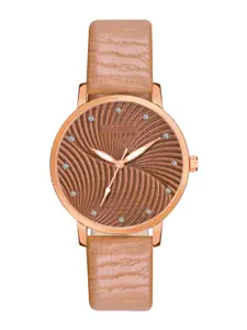 PERCLUTION ENTERPRISE Women  Brown, Round Embellished Dial Leather Straps Analogue Watch