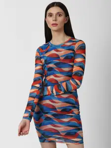FOREVER 21 Multicoloured Abstract Print Bodycon Dress