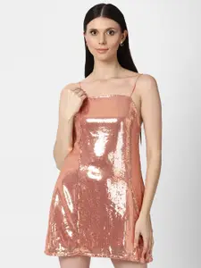 FOREVER 21 Women's Pink Embellished A-Line Mini Dress