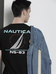 Nautica Men Brand Logo Printed Pure Cotton T-shirt