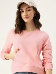 DressBerry Women Pink Solid Sweatshirt