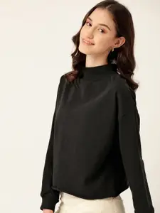 DressBerry Women Black Solid Sweatshirt