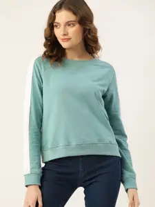 DressBerry Women Sea Green Solid Sweatshirt