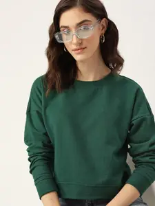 DressBerry Women Green Solid Sweatshirt