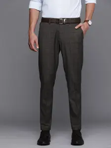 Louis Philippe Ath.Work Men Grey Comfort Tapered Fit Formal Trousers