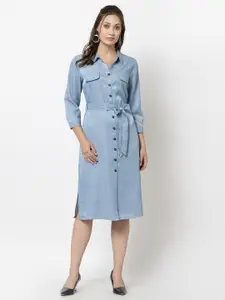 Gipsy Blue Pure Wool Denim Shirt Dress