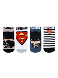 Bonjour Chibi Supermam Batman Full Length Kid's Socks - Pack Of 4