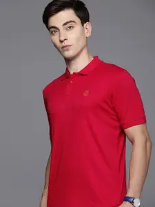 Louis Philippe Men Red Polo Collar Pure Cotton T-shirt