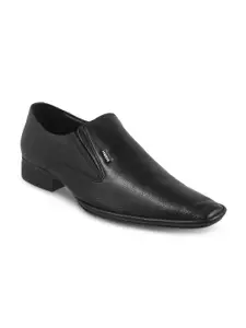 Mochi Men Black Textured Slip-On Formal Shoes
