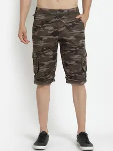 SAPPER Men Multicoloured Camouflage Printed Slim Fit Outdoor Cargo Shorts