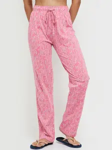 max Women Pink Printed Cotton Lounge Pants