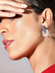 Rubans Voguish Silver-Toned Circular Hoop Earrings