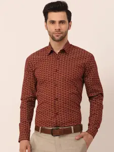 JAINISH Men Brown Standard Floral Printed Formal Shirt