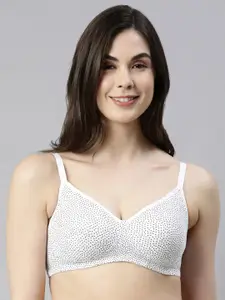 Enamor White Non-Wired Non Padded High Coverage Daily wear Cooling Tshirt Bra A042