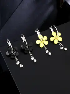 Yellow Chimes Yellow and Black Contemporary Drop Earrings