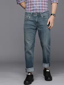 Louis Philippe Jeans Men Blue Low-Rise Heavy Fade Stretchable Slim Fit Casual Jeans