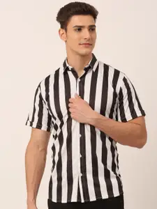 JAINISH Men White Standard Striped Casual Shirt