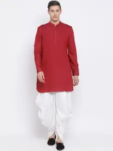 VASTRAMAY Men Maroon Kurti with Patiala