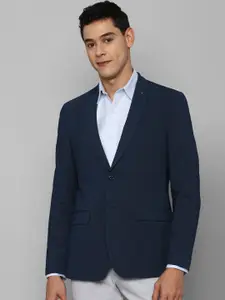 Allen Solly Men Navy Blue Solid Slim-Fit Single-Breasted Formal Blazer