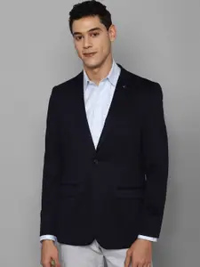 Allen Solly Men Navy Blue Solid Slim-Fit Single-Breasted Casual Blazers