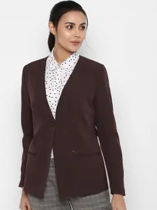 Allen Solly Woman Brown Solid Single Breasted Casual Blazers
