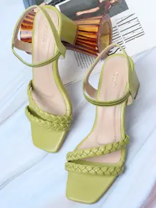ICONICS Green Open Toe Block Sandals