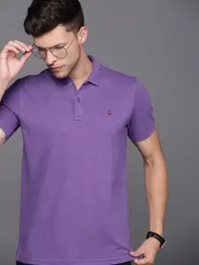 Louis Philippe Sport Men Purple Polo Collar Slim Fit T-shirt