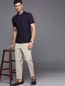 Louis Philippe Sport Men Navy Blue Polo Collar Slim Fit T-shirt